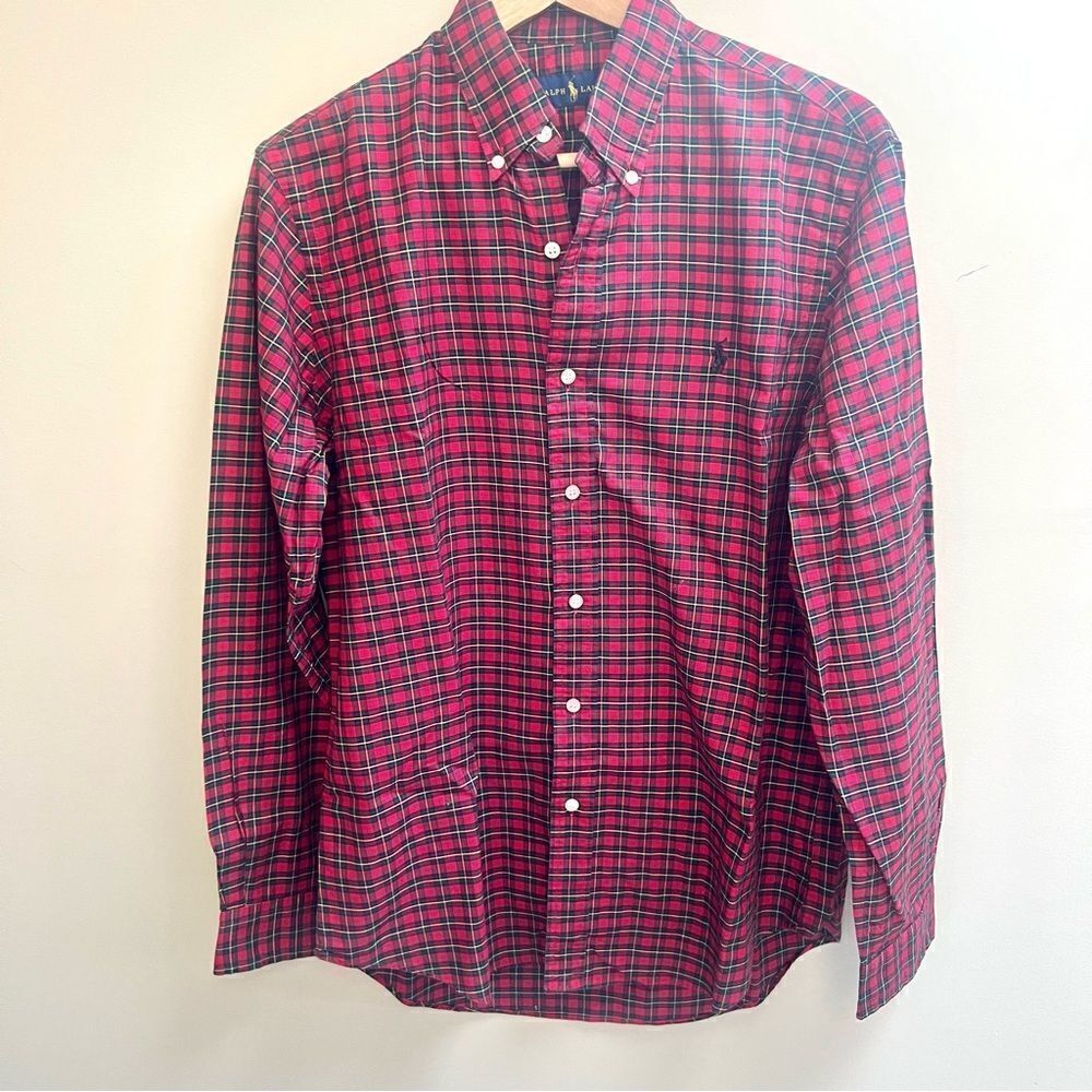 Ralph Lauren classic fit red plaid button down Sz M